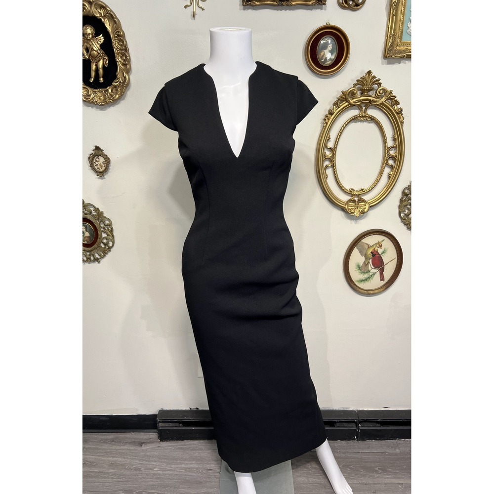 Meshki Briella Hardware Black Plunge Midi Dress Size XXS New With Tags